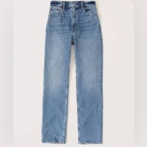 Abercrombie 90s Straight Ultra High Rise Curve Love Jeans Medium Wash